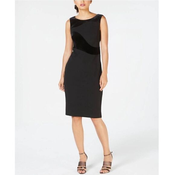 Calvin Klein chocolate velvet swirl sheath dress - Picture 1 of 8
